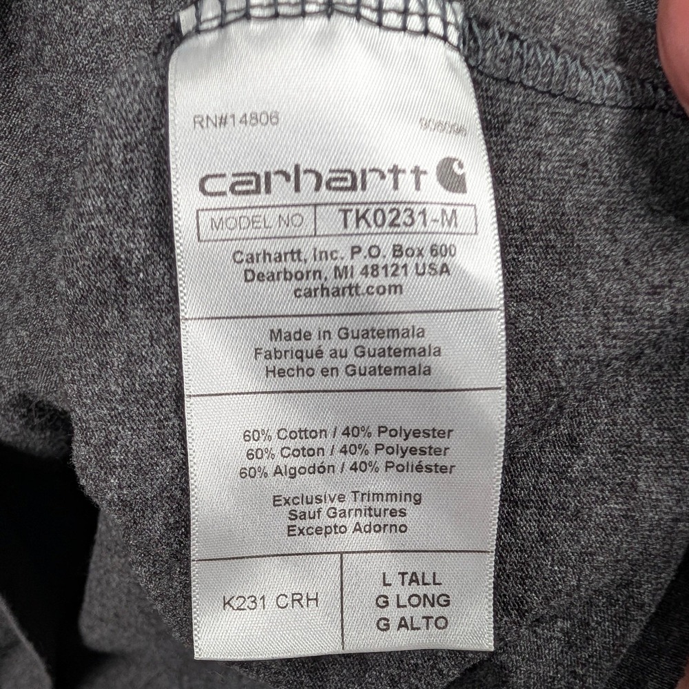 Carhartt Shirt Mens LT Gray Loose‎ Fit Long Sleeve Logo Spell Out TK0231-M - Picture 8 of 10